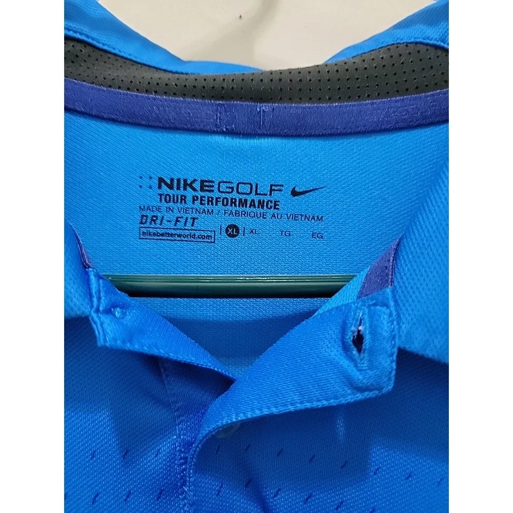 Nike Golf Tour Performance Dri Fit Polo With Country Club Logo.  Blue Men's XL